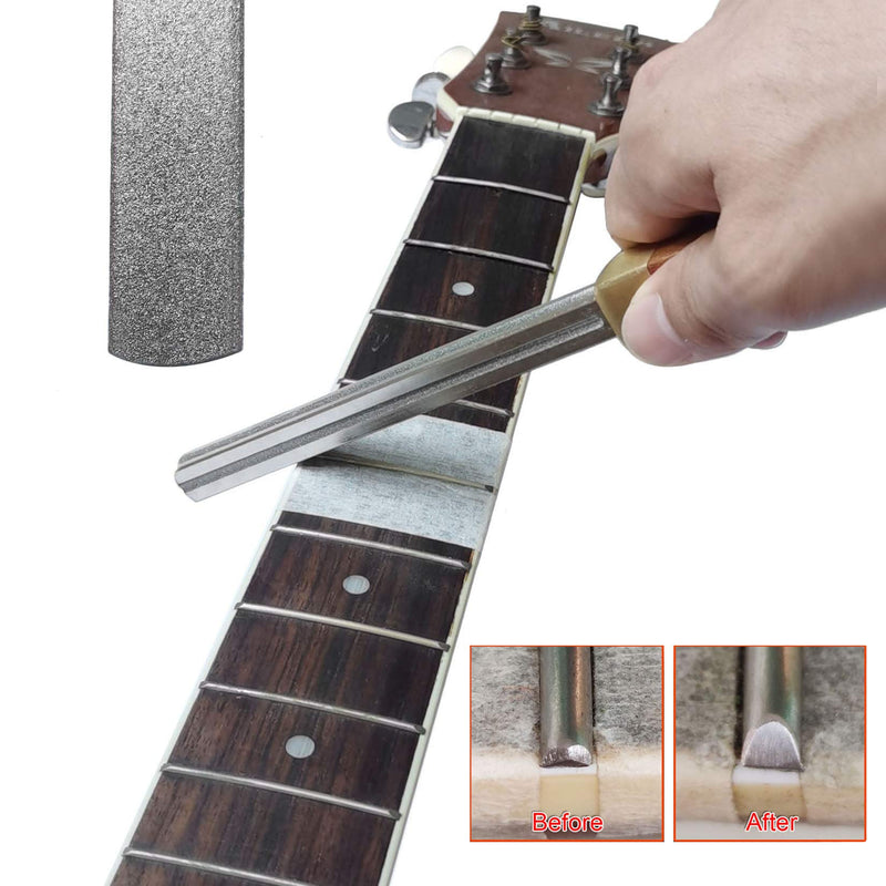 [AUSTRALIA] - Upgrated Baroque Guitar Fret Crowning&Edge Dressing File 3 Slots Size & 1 full Grit Side Improved 4th Generation Repair Luthier Tools for Guitars,Ukulele,Bass,Banjo,Mandolin etc (4th Generation File) 4th Generation File 