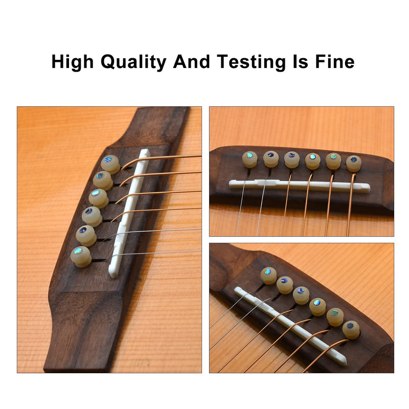 6Pcs Guitar Bone Bridge Pins Natural Bone Color Replacement Parts with Abalone Dot