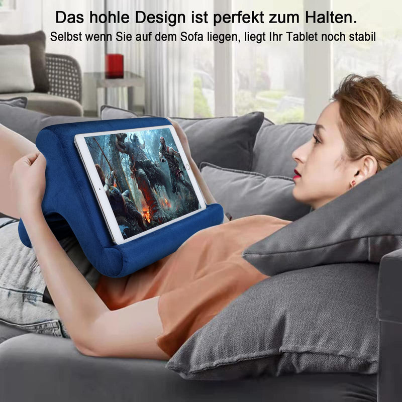 Tablet Pillow Stand Holder Dock for Bed with 3 Viewing Angles , Compatible with all tablets ,Phones and iPad Pro 9.7, 10.5,12.9 Air Mini 4 3, Kindle, E-Reader and books(Navy) Navy