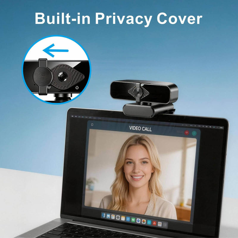 4K Webcam with USB C Adapter Privacy Cover Microphone for PC Mac Laptop | 4K UHD for Zoom/Teams. Privacy shutter, 1-sec close. Noise-canceling mic. USB-C/USB-A plug & play. Works with PC/Mac/ apps.