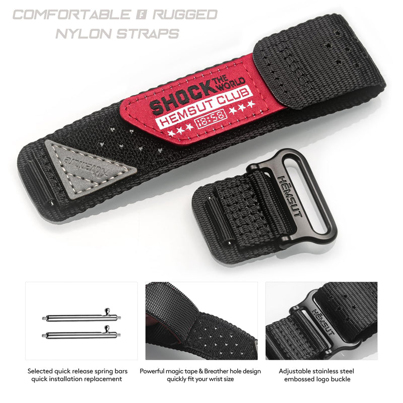18mm Watch Band Strap for Casio AE-1000W AE-1200 AE-1300 AEQ-110W AQ-S800W MRW-200H MRW-S300 SGW-300H SGW-400H W-216H W-218H W-735H, Super Rugged Nylon Sports Strap Coffee+Black Medium 175mm-220mm