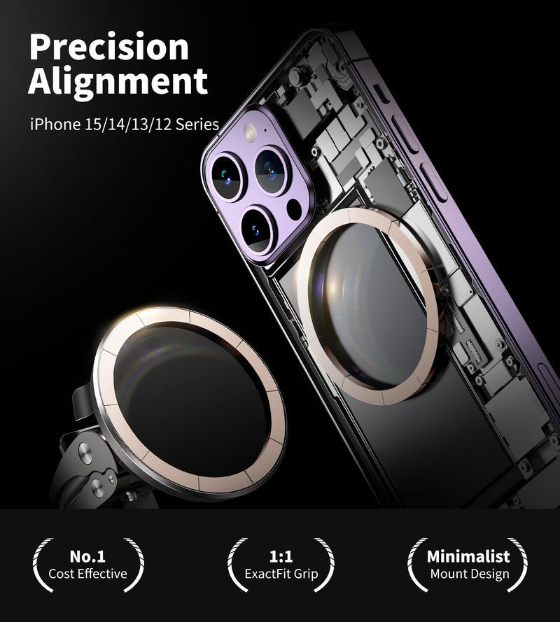 for MagSafe Car Mount, Magnetic Phone Holder for Car Vent, [2024 Upgraded Magnet] 360° Rotation Car Phone Holder Mount, Car Accessories Fits for iPhone 15 14 13 12 Series & Magsafe Case Clip Black Short Clip