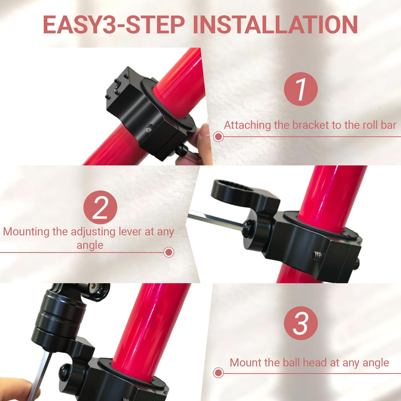 [AUSTRALIA] - UTV ATV 360° Rotation Camera Mount,Fits 1'' 1.5'' 1.75'' 2'' Tube Roll Bar,Compatible with DJL Insta360 Gopro Hero etc 