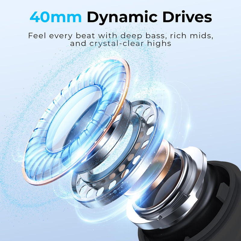 havit Hybrid ANC Wireless Headphones, Over Ear Bluetooth Headphones with Hi-Res Audio, Spatial Sound, 80H Battery, 5-Mic ENC Calls, Metal-Accent Foldable Design
