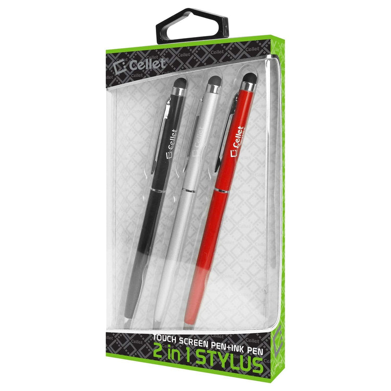 Cellet Ultra Thin Touch Screen Stylus and Pen Combo Compatible for Samsung Galaxy J7/J7 V/J5/J3/J3 V/J1/A6/S7/S7 Edge/S7 Active/Grand Prime/J3 Prime/J3/Express Prime 3 (3 Pack)
