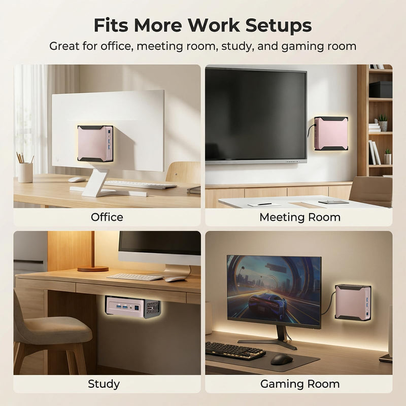 Metal Mini PC Mount for GEEKOM A5, AE7, AE8, IT8, IT11, IT12, IT3, IT15 Mini PC, Vesa/Wall/Under Desk, for GEEKOM Mini PC Wall Mount, Easy to Install, Black