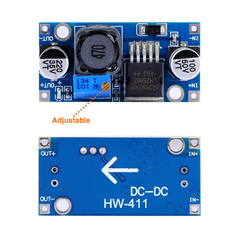 Yizhet LM2596 DC to DC Buck Converter, 3.0 - 40 V to 1.5 - 35 V Power Supply Step Down Module, Buck Converter Module, Down Converter, Adjustable Power Supply Buck Converter, Pack of 5