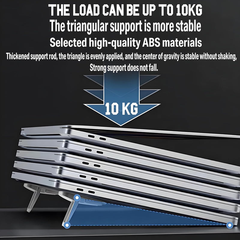 Adjustable Laptop Stand Foldable Portable Heat Sink Design Raised Base Angle Elevation Compact for Office Travel Home Desk, Silvery