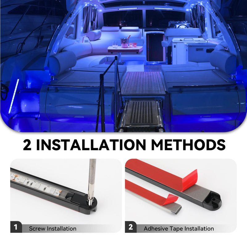 Boat Interior Lights Blue,Waterproof Led Boat Lighting, Marine Led Strip Lights, Super Bright Marine Lighting for Night Fishing Courtesy Lights for Pontoon Kayak Yacht Sailboat (Blue 4PCS)