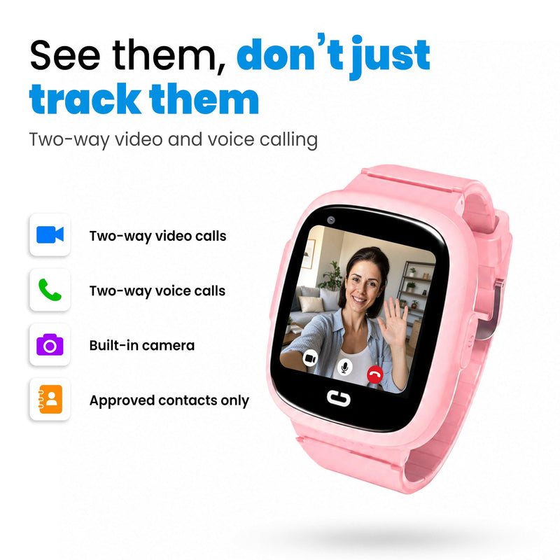 Smart Watch for Kids with GPS Tracker, Audio & Video Calling, SOS Alerts, HD Camera, Fitness Tracker, Parental Controls, Kids Smart Watch for Boys & Girls, Subscription Required (Pink)