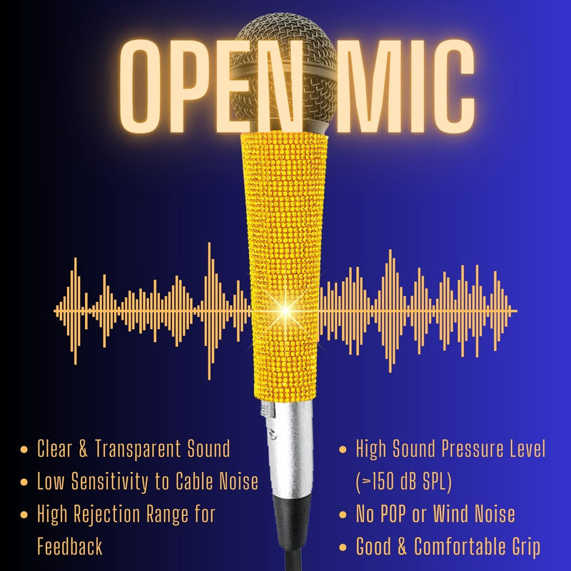 Wired Microphone Karaoke for Singing, Sparkly Gold Vocal Dynamic Mic with Cable