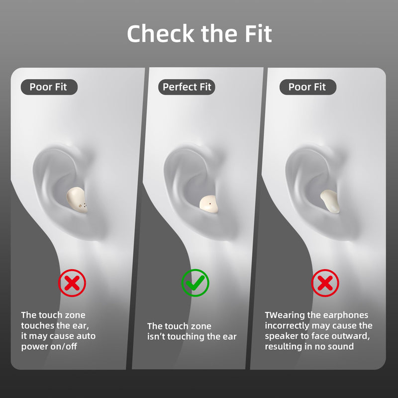 Sleep Earbuds for Side Sleepers,Mini Invisible Wireless Earbuds for Small Ear Canals,Bluetooth 5.4, 40H Battery,Waterproof,LED Power Display,Tiny Earbuds for Work,Sleep（White） White