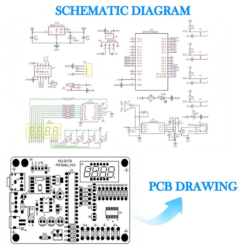 FM Radio Kits, DIY Soldering Projects 87-108MHz Radio Module, DIY Radio FM Receiver Kit, FM Radio DIY Kit for Learning and Teaching, with Acrylic Housing