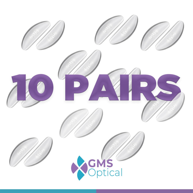 GMS Optical® 1.8mm Anti-Slip Adhesive Contoured Soft Silicone Eyeglass Nose Pads Super Sticky Backing - 5 Pair Black - 2 Pack Clear