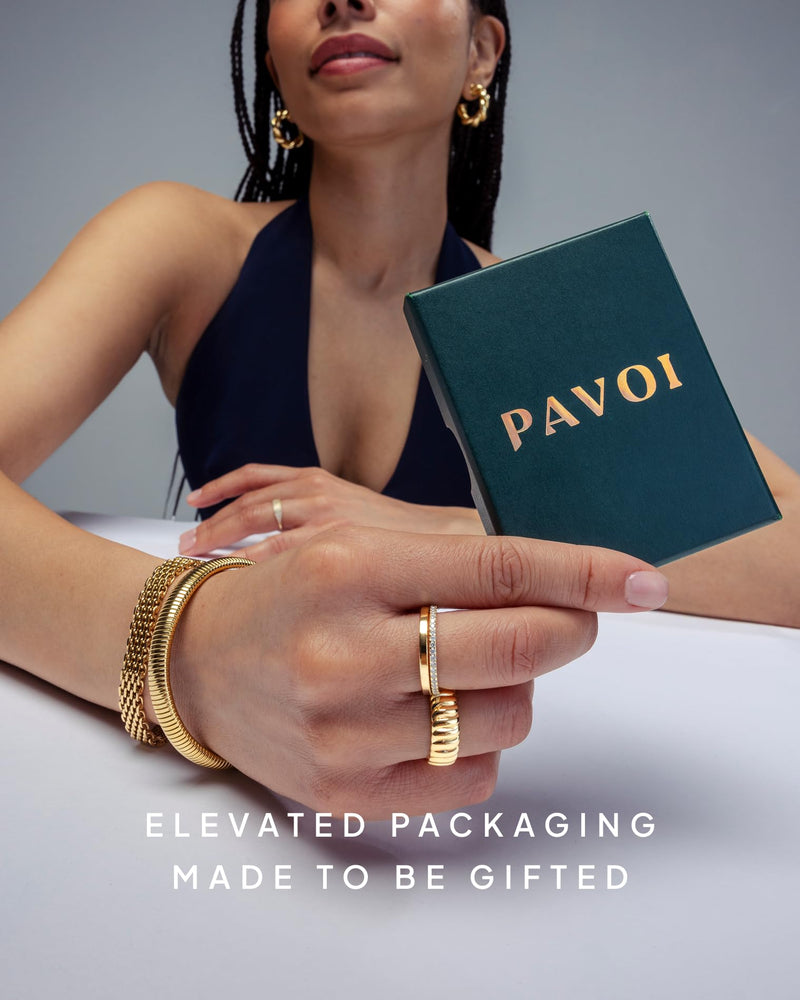 PAVOI 14K Gold Plated Pave Smart Ring Cover Compatible with Oura Ring Gen 4 Yellow Gold 8