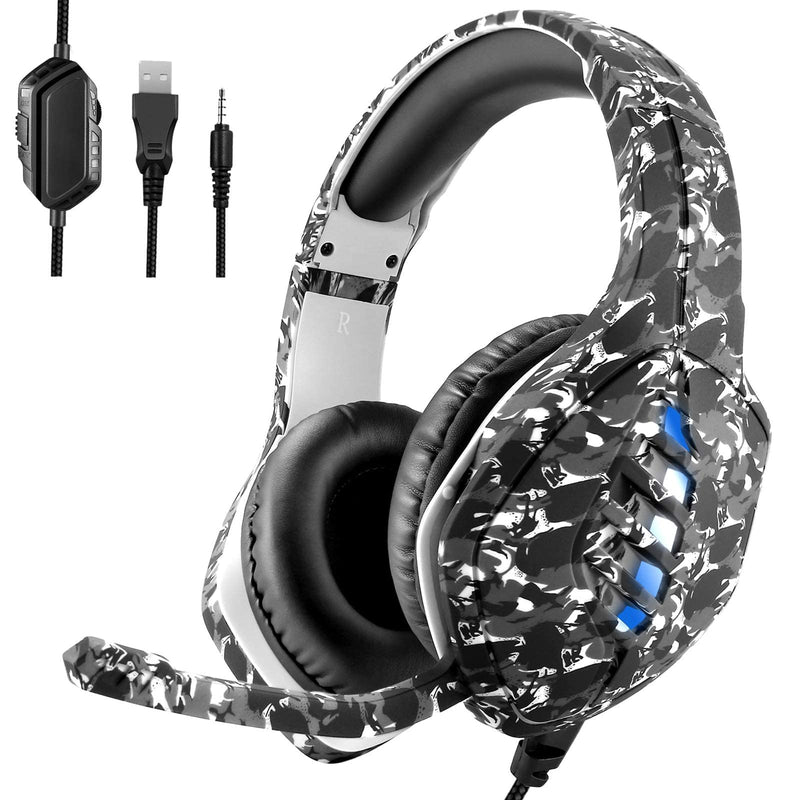 [AUSTRALIA] - Gaming Headset with Microphone - for PC, PS4, PS5, Switch, Xbox One, Xbox Series X|S - 3.5mm Jack Gamer Headphone with Noise Canceling Mic (Camo Black) Camo&Black 