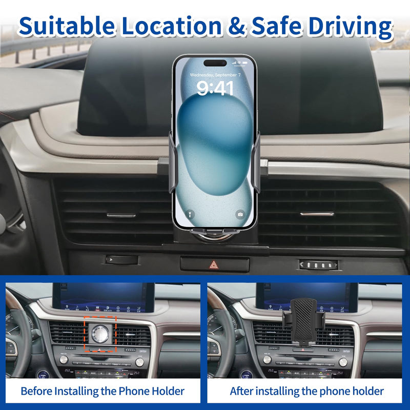 Car Phone Mount for Lexus RX 2016-2022 Phone Holder Navigation,Cellphone Mobile Cradle Auto Accessories Bracket Anti-Shake,360 Degree Rotation,Compatible for All Cell Phones for 2016-2022 RX350/RX350L/RX450h/RX450hL