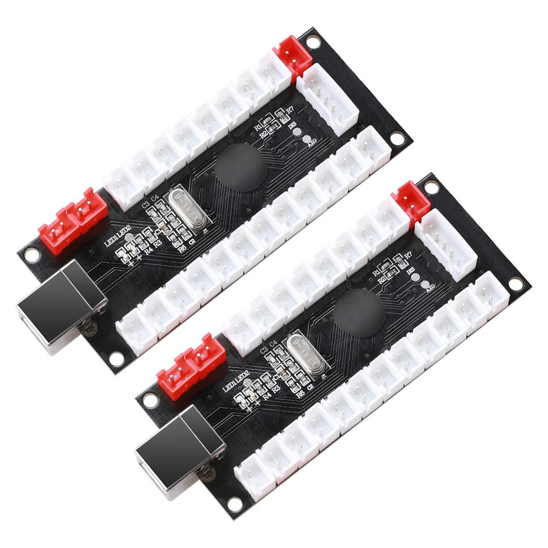 GUWARRY 2-Player Zero Delay USB Encoder PC to HAPP Joysticks/HAPP Arcade Buttons for PC, MAME, Raspberry Pi, Arcade1Up - Three 5V Power Output for led Joysticks/LED Daisy Chain/LED Arcade Buttons HAP+4.8