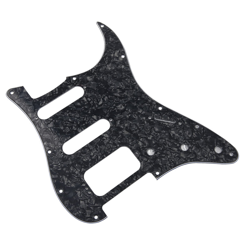 [AUSTRALIA] - 1Pcs Yootones 11 Hole Round Corner HSS Pickguard Guitar BackPlate Set with Pickguard Screws Compatible with USA/Mexican Stratocaster Strat Mounting Open Pickup (4Ply Black Pearl) 4Ply Black Pearl 