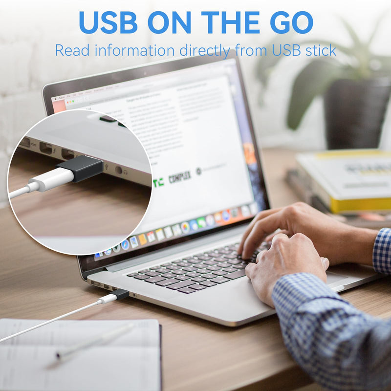 4-Pack USB C to USB Adapters, with 2 Type C Female to A Male Converters & 2 USB C Male to USB Female Connectors, Compatible with Apple Watch, iPhone 15 Pro Max 14 13 12, AirPods, Ultra 8 9 - Gray C-A，A-C/4 pack (Grey)
