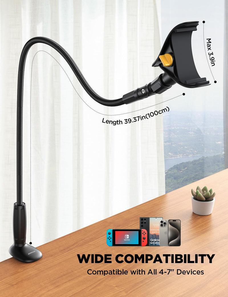 [AUSTRALIA] - JOYROOM Gooseneck Phone Holder for Bed, [Upgrade Safety Lock] Flexible Long Arm Phone Stand, 720° Adjustable Desk Clamp Clip Phone Mount for iPhone 16 & All 4-7" Devices 