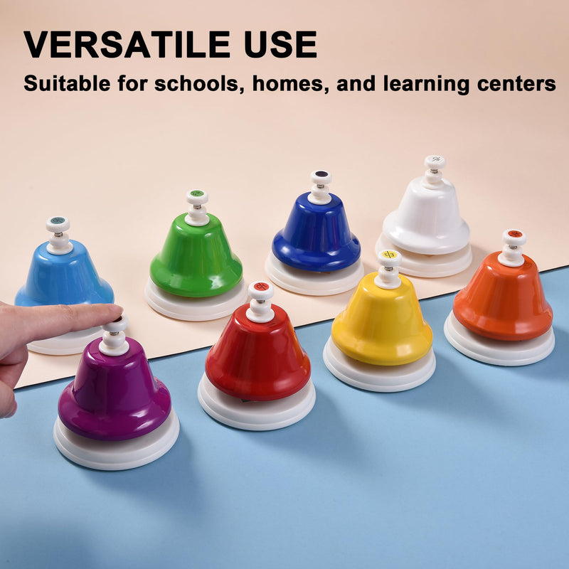 DOMG 8 Note Desk Bells for Kids, Rainbow Diatonic Table Bells, Hand Bells Musical Instrument