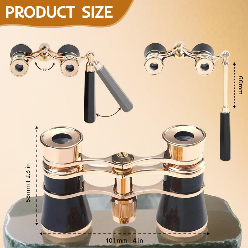 [AUSTRALIA] - Opera Glasses Binoculars,3X25 Theater Binoculars with Foldable Handle for Adults Kids Women,Small Portable Opera Glasses for Theater and Concert Viewing (Black with Handle) Black with Handle 