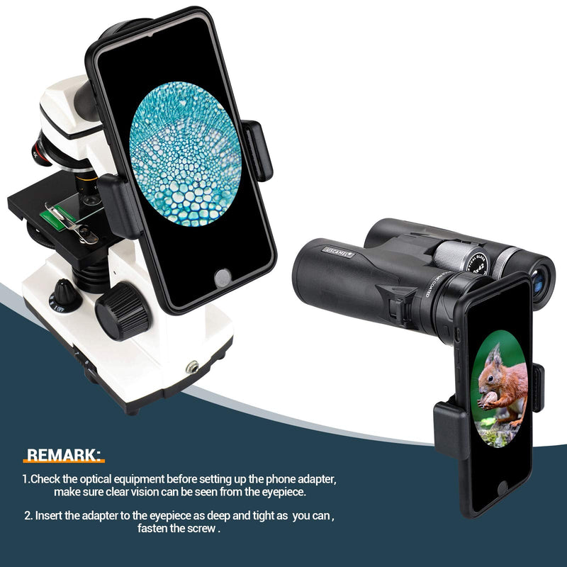 LAKWAR Telescope Phone Adapter, Universal Cell Phone Mount Compatible Binoculars, Monocular, Microscope, Spotting Scope, Telescope, Smartphone Holder Clip Bracket Fits Almost of Mobile Phones