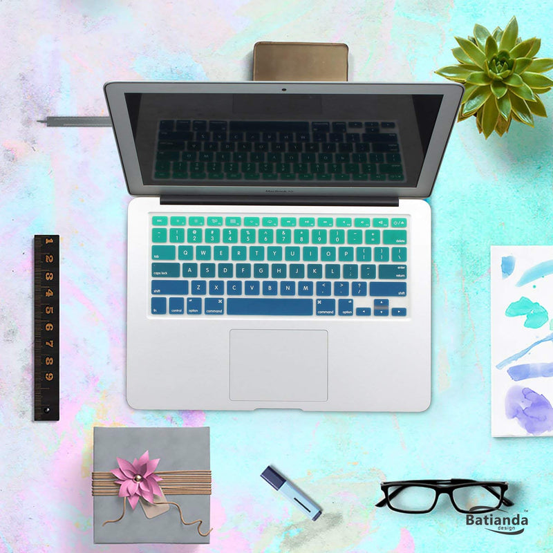 Batianda New Ombre Color Keyboard Cover Protector Silicone Skin for Old Version MacBook Air 13" MacBook Pro 13" 15" 17" (with or w/Out Retina Display) - Gradient Green