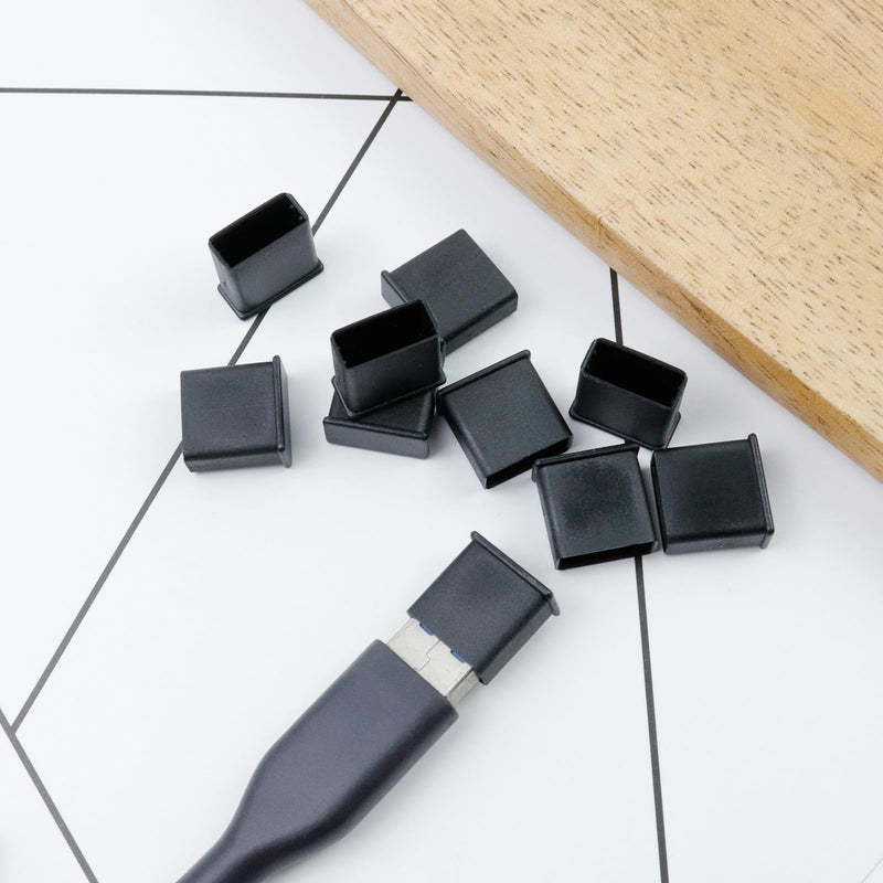 Antrader 10pcs Plastic USB Type A Male Anti-Dust Stopper Plug Cover Protector Cap, Black