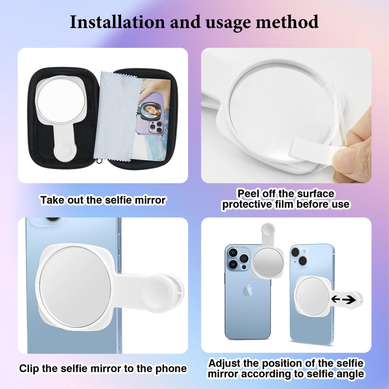 Phone Rear Camera Selfie Mirror - See How You Look in The Back Camera - for High Definition Photos (White)