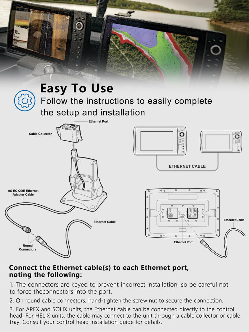 Replacement for Humminbird 720073-4 AS EC 30E Ethernet Cable,30 Feet Female to Female Ethernet Cord, Compatible with SOLIX, HELIX G2N, HELIX G1, ONIX, ION, 1100, 900, 800, 700 Series (30 Feet) AS EC 30E 30-Feet