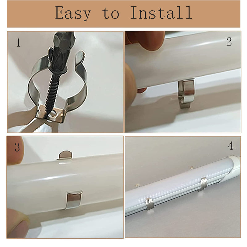 QIUMING Pack of 20 U-Clip Holder for Fluorescent Tube Holder LED Fluorescent Tube to Prevent Sag for LED Light Lamp Pipe Water Pipe Shed Garage Storage