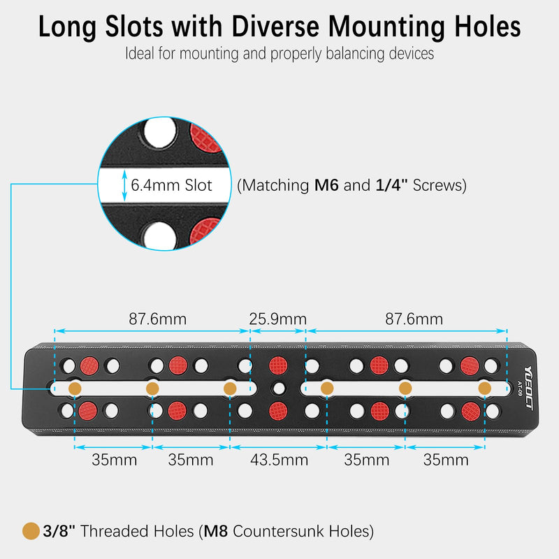 230mm/9.05" Telescope Rail Bar Vixen Style Dovetail Mounting Plate, with M6 1/4" 3/8" Camera Screw for Telescope Saddle Mount Base OTA Equatorial Head Tripod Adapter Sky Astrophotography
