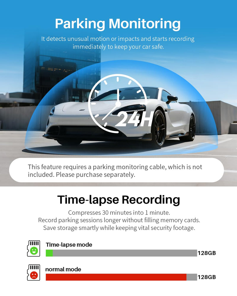 KAWA 2K Tiny Dash Cam, 1296P QHD Mini Car Camera DashCam - Voice Control, G -Sensor, Free 32GB TF Card, Built-in WiFi, APP Control, WDR/3D DNR with Super Night Vision, 24H Parking Mode Black