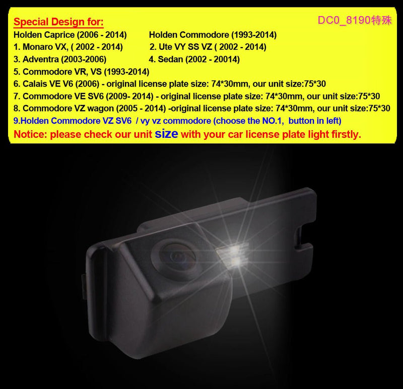 HD Backup Camera for Car, Waterproof Rear-View License Plate Car Rear Reverse Parking Camera, Replacement for CCD Holden Commodore VX UTE VY SS VZ VR VS VE V6 VZ SV6 car Reverse Camera