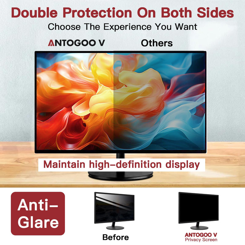 2 Pack 23 Inch Privacy Screen for Computer Monitor 16:9 Aspect Ratio, Eye Protection Anti Glare Computer Screen Cover, Removable Anti-Scratch Computer Screen Privacy Shield for 23'' Widescreen Monitor 2 PACK 23 Inch Privacy Screen (16:9）