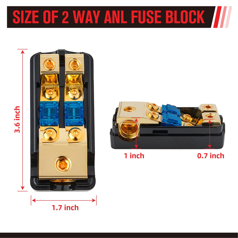 RED WOLF 2 Way & 4 Way Fuse Holder 60A, 0/2/4 Gauge In 4/8 Gauge Out Copper Fuse Distribution Block for Car Boat Trolling Motor Marine Audio Amplifier Stereo Video System 12V