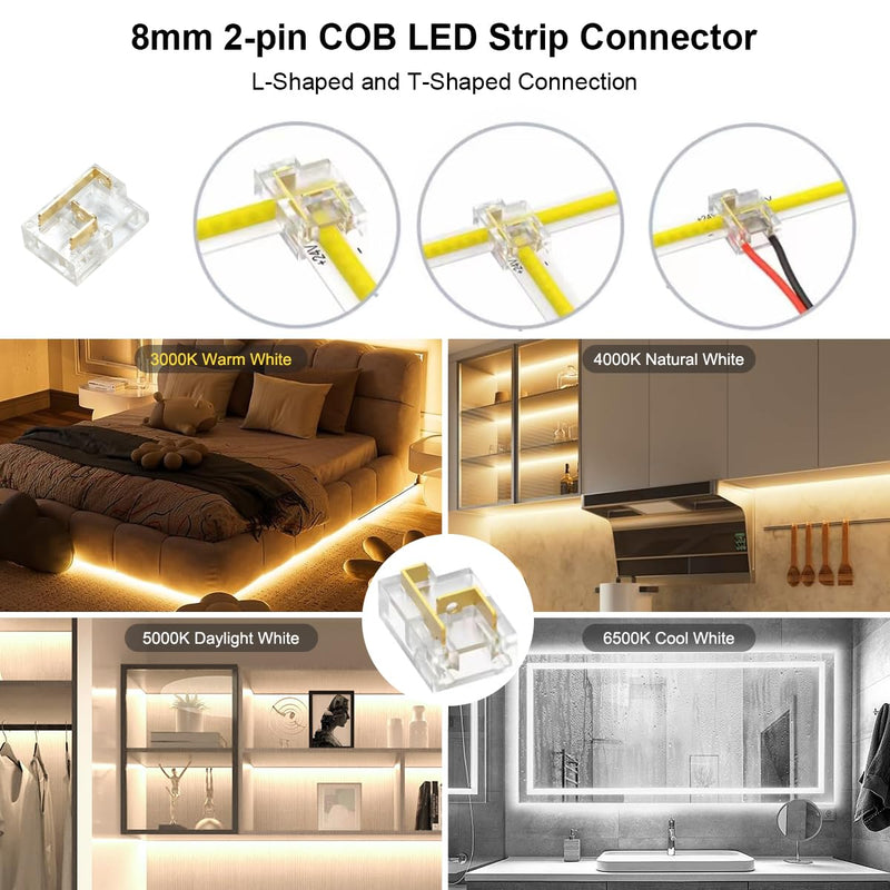 [AUSTRALIA] - Wefomey COB LED Strip Light White, Dimmable 2700K-6500K High Density 6080LEDs 24V Flexible LED Tape Light with Remote and APP Control, for Under Cabinet Bedroom Kitchen DIY Lighting,1 Rolls of 32.8ft 32.8FT-2700K-6500K Tunable White 