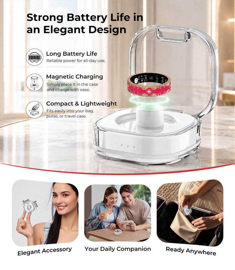 7 Gen Diamond Smart Ring 【Industry Rank 1-0 Measurement Error】 2026 Smart Ring for Women - Advanced Health Tracker for Wellness and Activity Tracking, Red 10# 10#