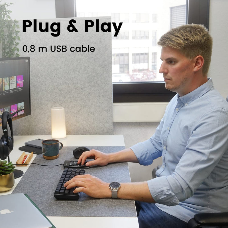 Perixx Peripad-202H Wired Slim Numeric Keypad, X Type Scissor Keys with 2 USB Hubs and Tab Key, Black USB with 2 Hubs