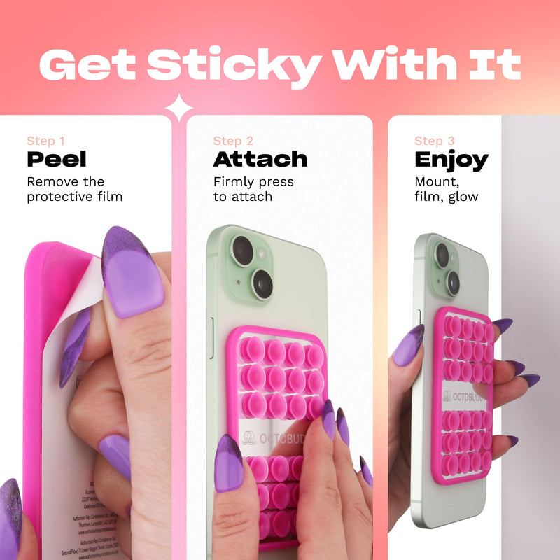 OCTOBUDDY Mirror - OG Suction Cup Phone Mount - White | Silicone Suction Grip Mobile Holder with Built-In Mirror - Hands-Free Selfies and Videos - Content Creator Accesory