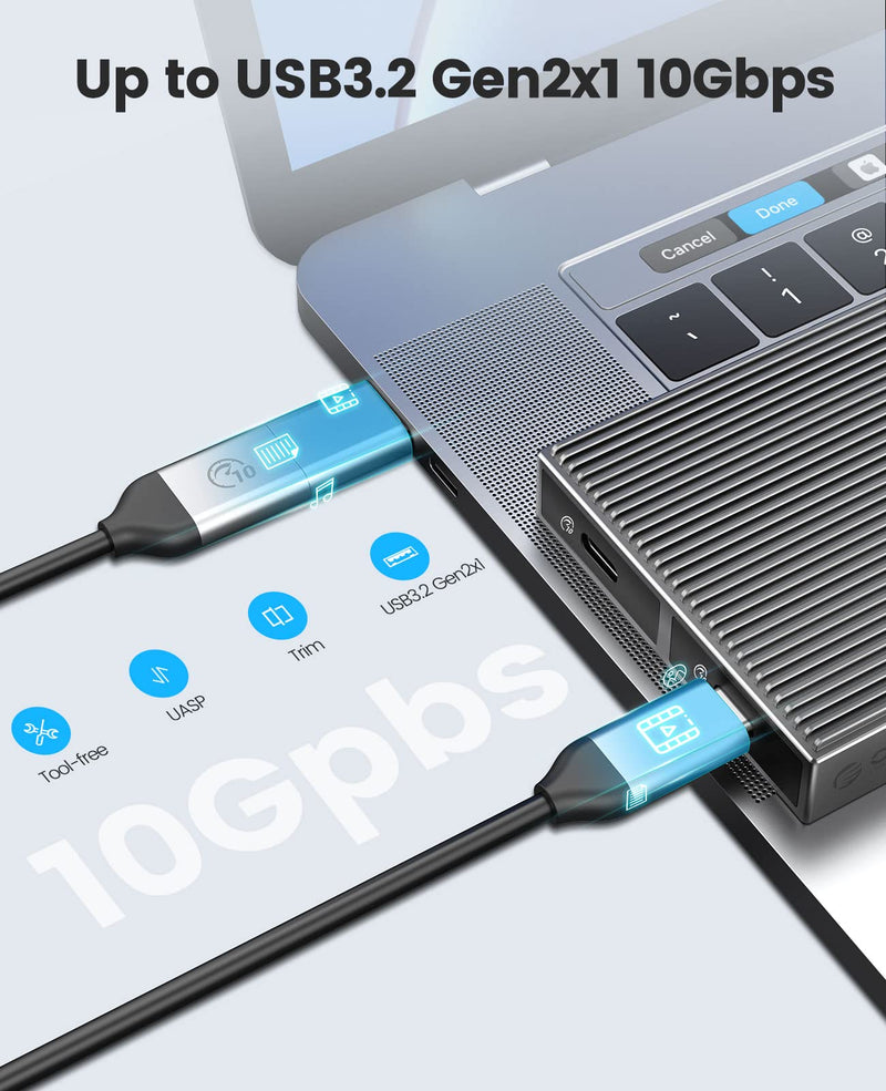 ORICO Dual M.2 NVMe SSD Enclosure, USB C to M2 Adapter for M Key PCIe 2230/2242/2260/2280 M.2 SSDs,Tool-Free Installation Aluminum SSDs Reader Support Trim and UASP up to 2x4TB-BM2-2N Dual M.2 NVMe+NVMe