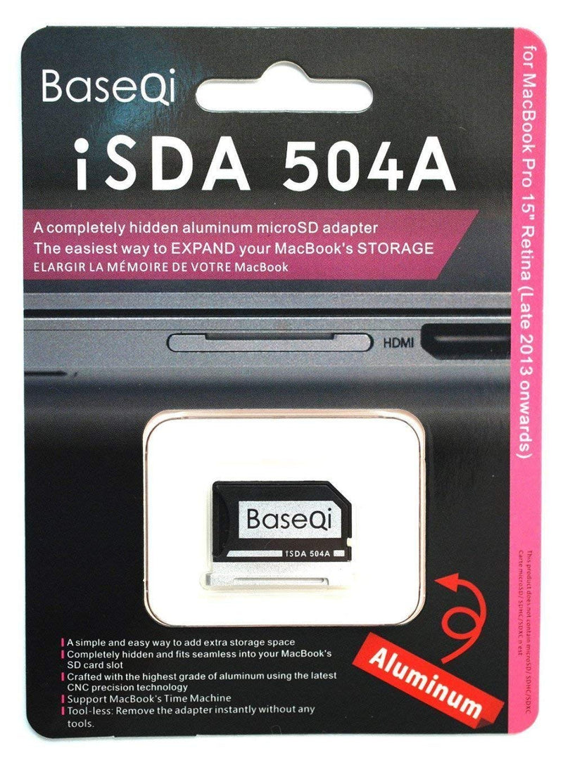 BASEQI FBA_iSDA504ASV Aluminum microSD Adapter Works with MacBook Pro 15" Retina (Late 2013 - Mid. 2015 )