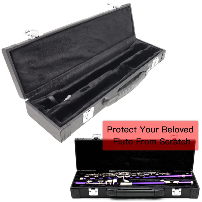 16 Hole Flute Case Cover, Hard Wooden Flute Case, Portable PU Leather Flute Case, Universal 16 Hole Flute Case Cover for Beginners Students, Flute Accessories