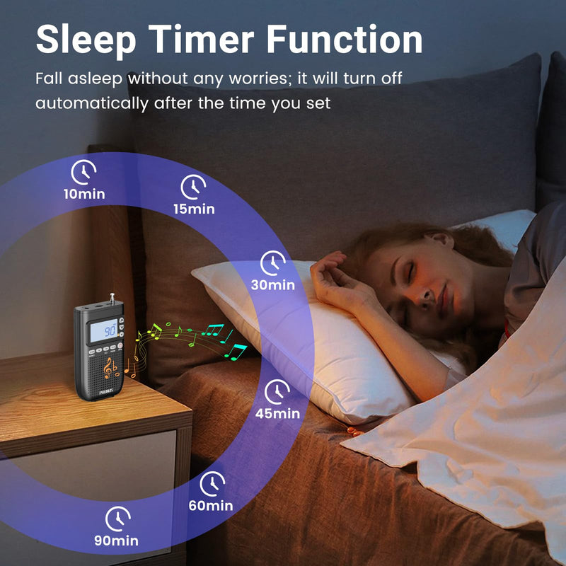 [AUSTRALIA] - PRUNUS J-618 Portable Radio AM FM to Bluetooth Earphone, as Bluetooth Speaker, 2000mah Rechargeable Radio, Preset, TF Card Shuffle Play, Headphone Jack, Sleep Timer, Walkman Radios, Digital Radios 