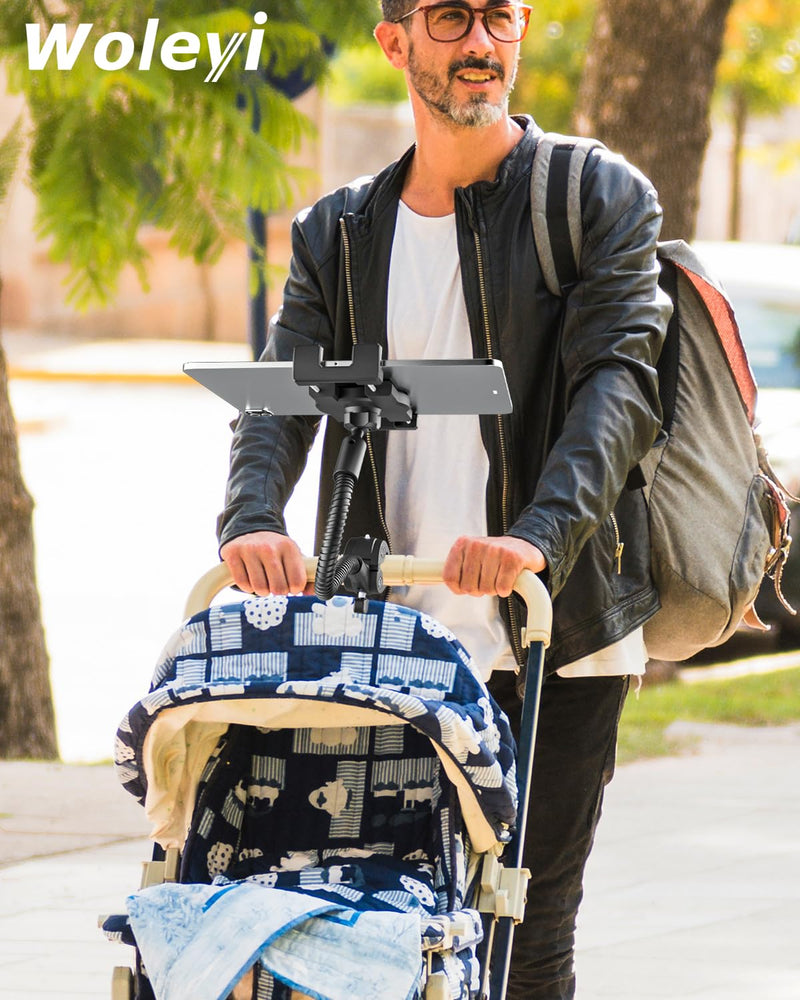 [AUSTRALIA] - woleyi Gooseneck Treadmill Tablet Holder, Exercise Bike Handlebar Clamp for Spin Bike Peloton, Indoor Stationary Bicycle, Elliptical, Stroller for 4.7-13" iPad Pro Air Mini, Phone, Galaxy, Fire, Ebook 