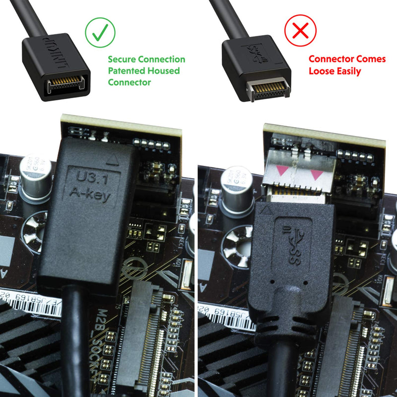 LINKUP USB 3.2 Gen2 Internal Adapter | 20-Pin Header to USB-A | 100cm | 10Gbps, male to female, for PC front panel Type C Panel - 100cm Straight Connector