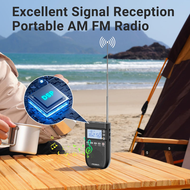 [AUSTRALIA] - PRUNUS J-618 Portable Radio AM FM to Bluetooth Earphone, as Bluetooth Speaker, 2000mah Rechargeable Radio, Preset, TF Card Shuffle Play, Headphone Jack, Sleep Timer, Walkman Radios, Digital Radios 