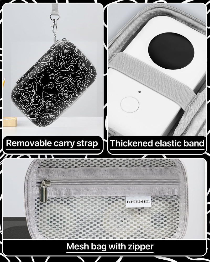 [AUSTRALIA] - Label Maker Case for Label Maker Machine, EVA Travel Case with Designed Pattern, Compatible with D30, P21, E10, D110 Label Maker (Box Only), Black Wave 